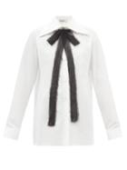 Valentino - Tie-neck Cotton-poplin Shirt - Womens - White