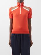 Wales Bonner - Harp Quarter-zip Knitted-jersey Polo Top - Womens - Red Multi