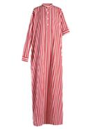 Balenciaga Asymmetric-sleeve Striped Maxi Dress