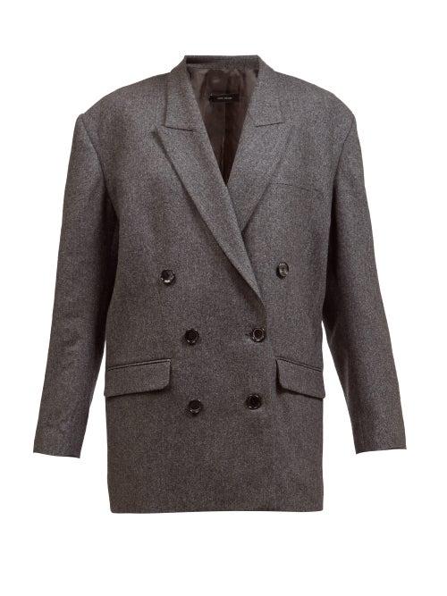 Matchesfashion.com Isabel Marant - Oladimia Cocooned Flannel Suit Jacket - Womens - Grey