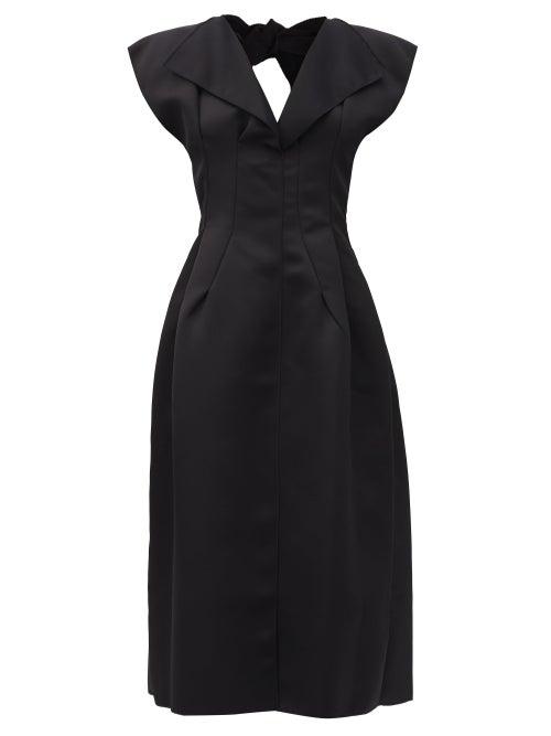 Matchesfashion.com Maison Rabih Kayrouz - Tie-back Satin-twill Midi Dress - Womens - Black