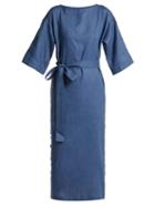 Matchesfashion.com Mara Hoffman - Akello Belted Hemp Midi Dress - Womens - Dark Blue