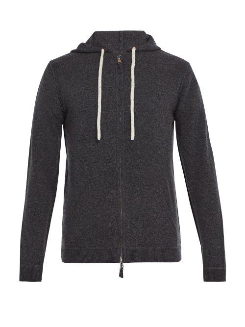 Matchesfashion.com Allude - Zip Up Wool Blend Hooded Sweater - Mens - Charcoal