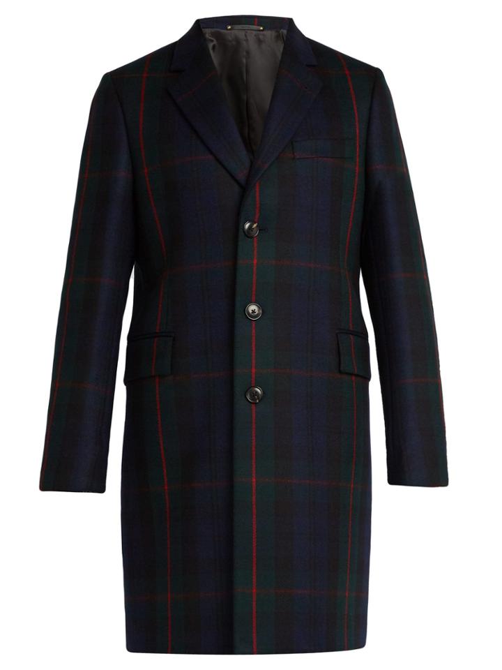 Paul Smith Single-breasted Check Wool And Cashmere Coat