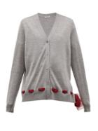 Matchesfashion.com Miu Miu - Chiffon Trim Wool Cardigan - Womens - Grey