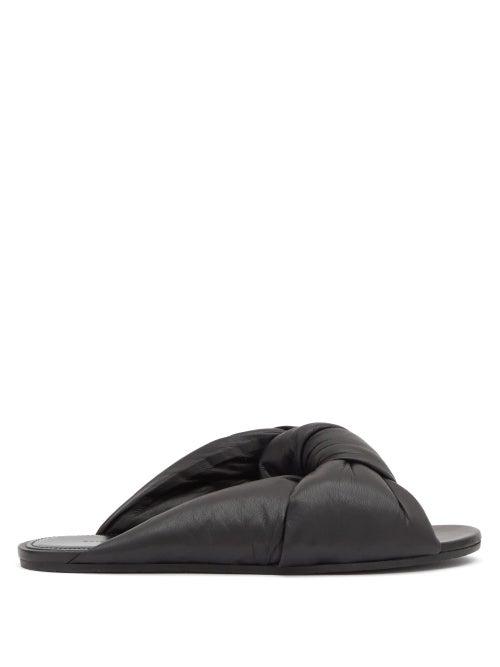Matchesfashion.com Balenciaga - Drapy Knotted-leather Slides - Womens - Black