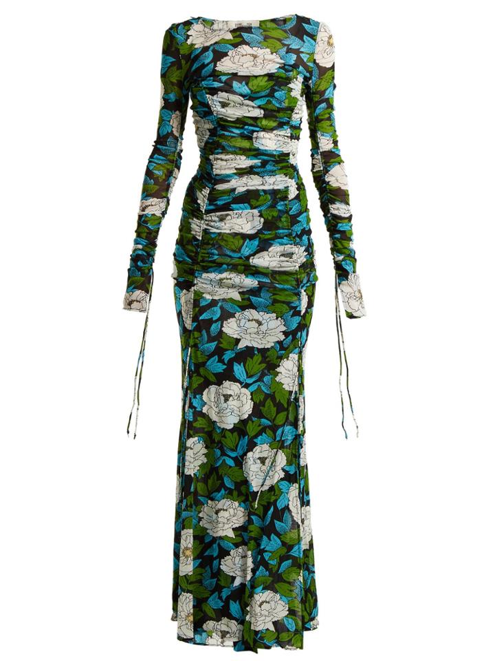 Diane Von Furstenberg Boswell Floral-print Ruched Gown