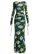 Diane Von Furstenberg Boswell Floral-print Ruched Gown
