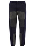 Comme Des Garons Shirt - Panelled Wool-flannel Trousers - Mens - Navy