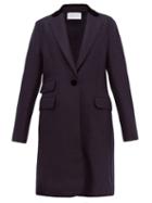 Matchesfashion.com Harris Wharf London - Velvet Collar Pressed Virgin Wool Felt Topcoat - Womens - Navy Multi