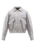 Y/project - Logo-embroidered Draped-shell Bomber Jacket - Mens - Grey
