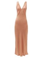 Matchesfashion.com Mes Demoiselles - Lovamour V-neck Satin Maxi Dress - Womens - Dark Pink