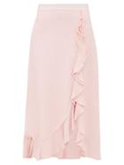 Matchesfashion.com Giambattista Valli - Ruffled Crepe Sable Midi Skirt - Womens - Pink