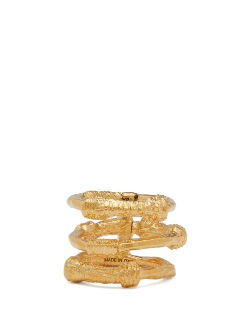 Matchesfashion.com Givenchy - Textured Triple Ring - Womens - Gold