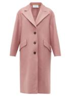 Matchesfashion.com Harris Wharf London - Peak Lapel Single Breasted Wool Coat - Womens - Light Pink