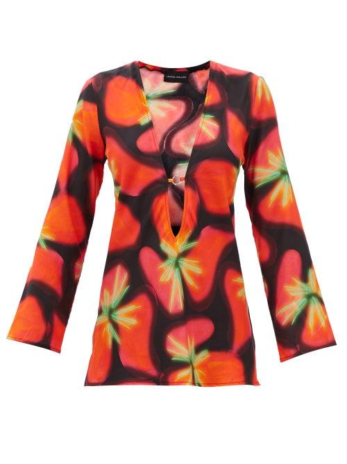 Louisa Ballou - Aura Floral-print Cotton-blend Kaftan - Womens - Pink Multi
