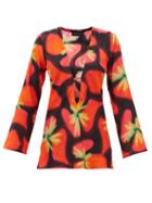 Louisa Ballou - Aura Floral-print Cotton-blend Kaftan - Womens - Pink Multi