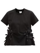 Matchesfashion.com Noir Kei Ninomiya - Bow-trim Cotton-jersey T-shirt - Womens - Black