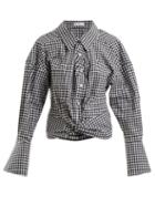 Matchesfashion.com Caroline Constas - Kos Twist Detail Gingham Cotton Shirt - Womens - Black White