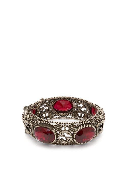 Matchesfashion.com Gucci - Crystal Embellished Bangle - Womens - Red