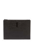 Matchesfashion.com Saint Laurent - Crocodile-effect Patent Leather Wallet - Mens - Black