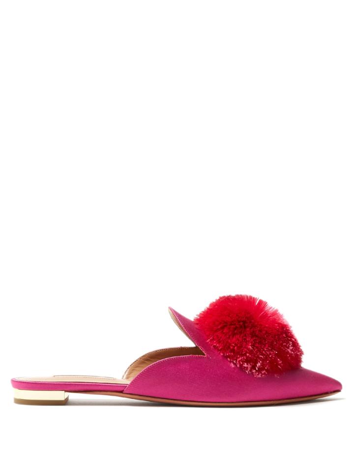 Aquazzura Powder Puff Satin Backless Flats