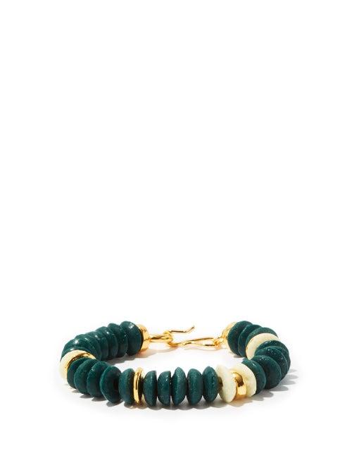 Matchesfashion.com Lizzie Fortunato - Candy Gold-plated And Recycled-glass Bracelet - Womens - Green