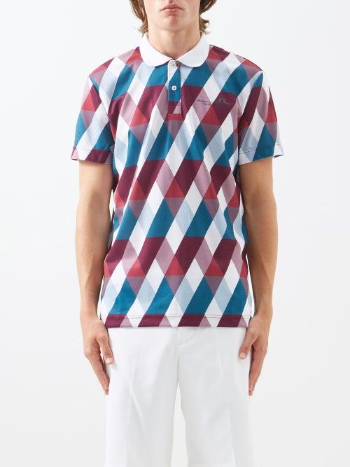 J.lindeberg - Parker Argyle-print Piqu Polo Shirt - Mens - White Multi