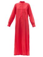 Ladies Rtw Nili Lotan - Sandra Galabeya Cotton-voile Shirt Dress - Womens - Red