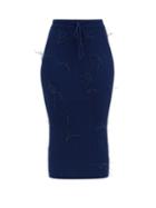 Matchesfashion.com Marques'almeida - Feather-embellished Ribbed-knit Skirt - Womens - Navy