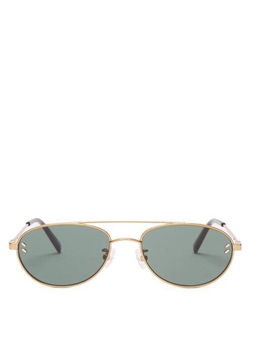 Matchesfashion.com Stella Mccartney - Oval Metal And Tortoiseshell Acetate Sunglasses - Womens - Gold