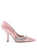 Matchesfashion.com Paciotti By Midnight - Crystal Embellished Ruched Satin Pump - Womens - Pink