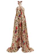 Matchesfashion.com Adriana Iglesias - Soul Floral Print Devor Satin Maxi Dress - Womens - White Multi