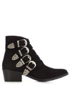 Matchesfashion.com Toga - Buckle Suede Ankle Boots - Womens - Black
