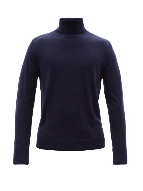 Mens Rtw Paul Smith - Roll-neck Merino-wool Sweater - Mens - Navy