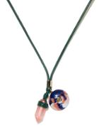 Chlo - Jemma Rose Quartz And Leather Necklace - Womens - Green Multi