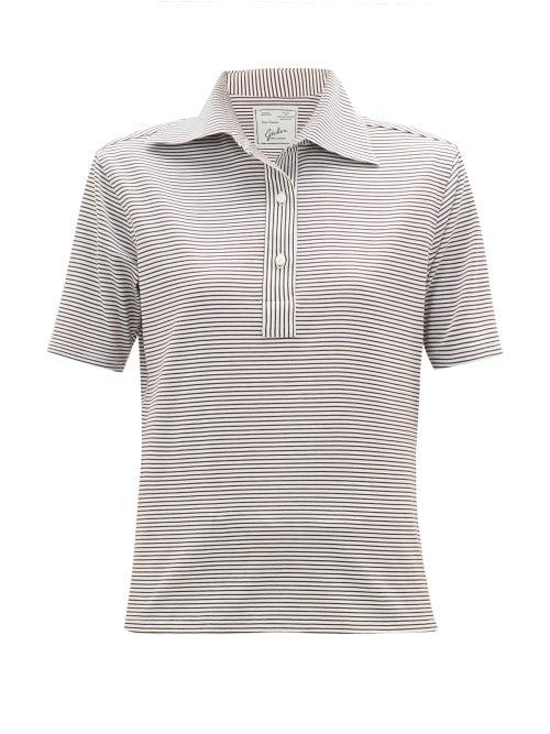 Matchesfashion.com Giuliva Heritage Collection - The Daphne Striped Cotton Polo Shirt - Womens - Light Brown