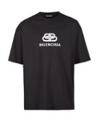 Matchesfashion.com Balenciaga - Bb Logo Print Cotton T Shirt - Mens - Black