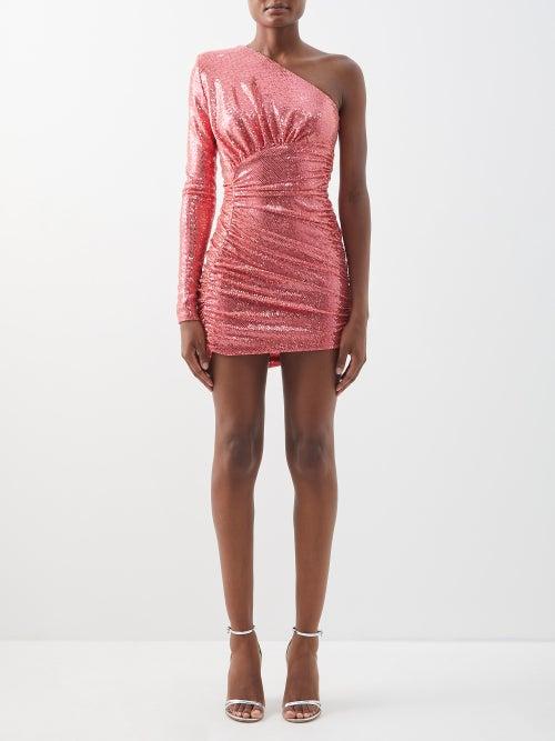Alexandre Vauthier - One-shoulder Ruched Sequinned Mini Dress - Womens - Pink