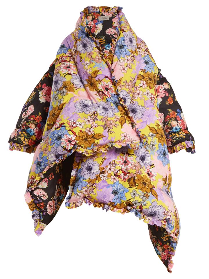 Preen By Thornton Bregazzi Eiderdown Floral-print Asymmetric Coat