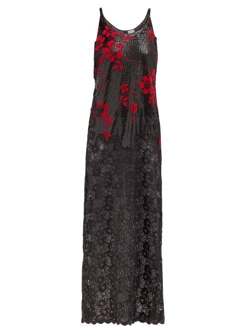 Matchesfashion.com Paco Rabanne - Floral Chainmail Dress - Womens - Black Red