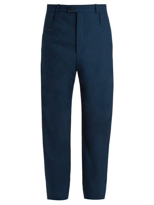 Matchesfashion.com Balenciaga - High Rise Wool Blend Trousers - Mens - Navy