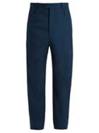 Matchesfashion.com Balenciaga - High Rise Wool Blend Trousers - Mens - Navy