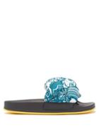 La Doublej - Treccia Knotted-strap Rubber Slides - Womens - Blue White