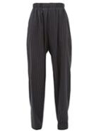 Matchesfashion.com Edward Crutchley - Chalk Striped Brushed Wool Twill Trousers - Womens - Grey
