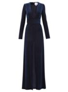 Matchesfashion.com Galvan - Stardust Striped Devor Velvet Gown - Womens - Navy