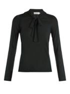 Goat Tie-neck Fine-knit Sweater