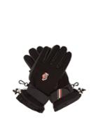 Moncler Grenoble Leather And Canvas Ski Gloves