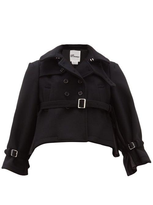 Matchesfashion.com Noir Kei Ninomiya - Double Breasted Cropped Wool Coat - Womens - Black