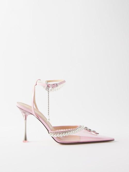 Mach & Mach - Sophie 100 Crystal & Faux-pearl Pvc Pumps - Womens - Pink White